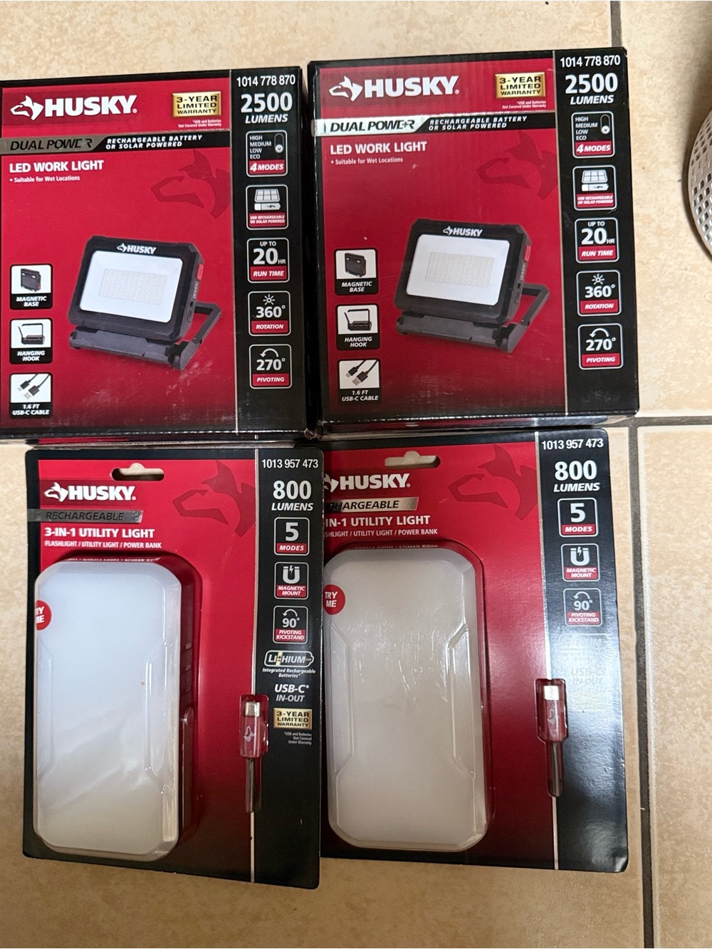 Sky Husky Red and Black LED Work & Utility Light Set
